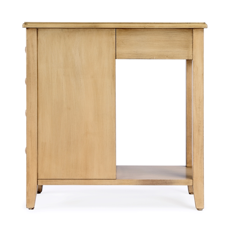 Pemberly Row Set of 2 Contemporary 4-Drawer Wood Side Tables In Beige