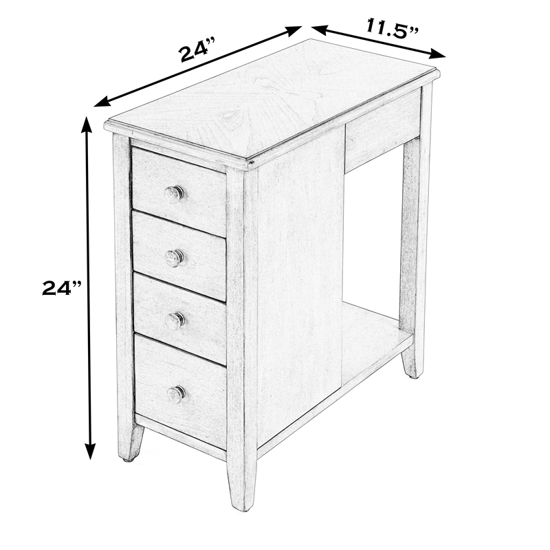 Pemberly Row Set of 2 Contemporary 4-Drawer Wood Side Tables In Beige