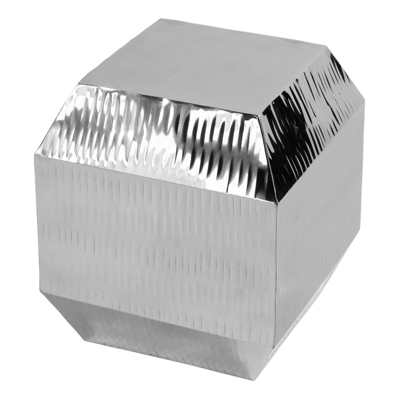 Pemberly Row Set of 2 Contemporary Side Tables in Polished Silver