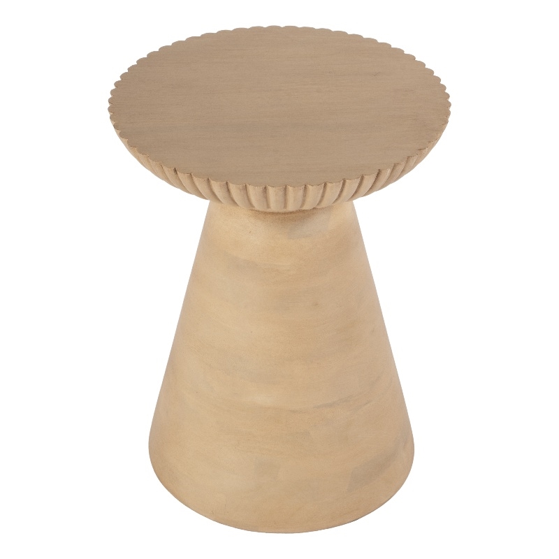 Pemberly Row Set of 2 Contemporary Round Wood Side Tables in Brown