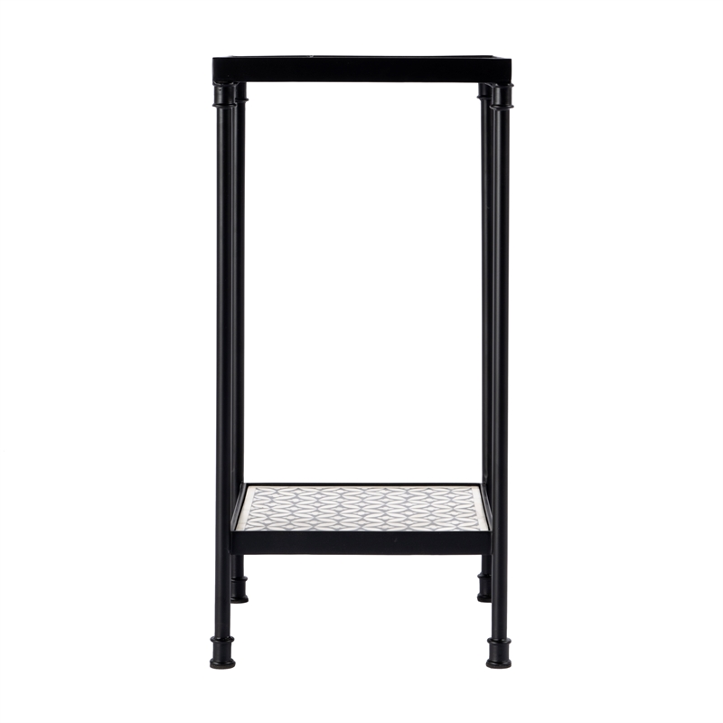 Pemberly Row Set of 2 Resin and Bone Inlay Side Tables in Gray Bone Inlay