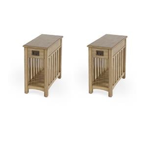 Pemberly Row Set of 2 Shaker One-Drawer Side Tables in Antique Beige