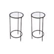 Pemberly Row Set of 2 Round Glass and Metal Side Tables in Black