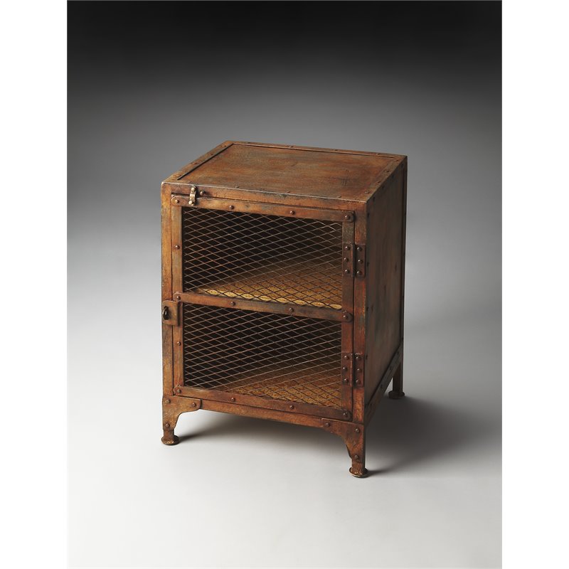 Pemberly Row Set of 2 Contemporary Industrial Chic Chairside End Tables
