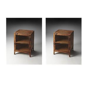 Pemberly Row Set of 2 Contemporary Industrial Chic Chairside End Tables