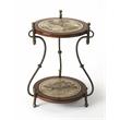 Pemberly Row Set of 2 Contemporary Round Fossil Stone Map Accent Tables