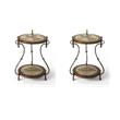 Pemberly Row Set of 2 Contemporary Round Fossil Stone Map Accent Tables
