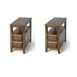 Pemberly Row Set of 2 Antique Cherry Chairside Tables In Brown