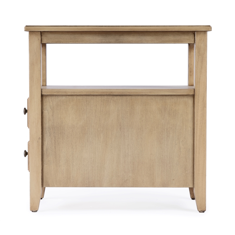 Pemberly Row Set of 2 Wood Side Tables With Storage In Tan/Beige