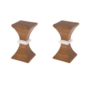 Pemberly Row Set of 2 13&quotW Square Wood and Arorog Side Tables in Brown