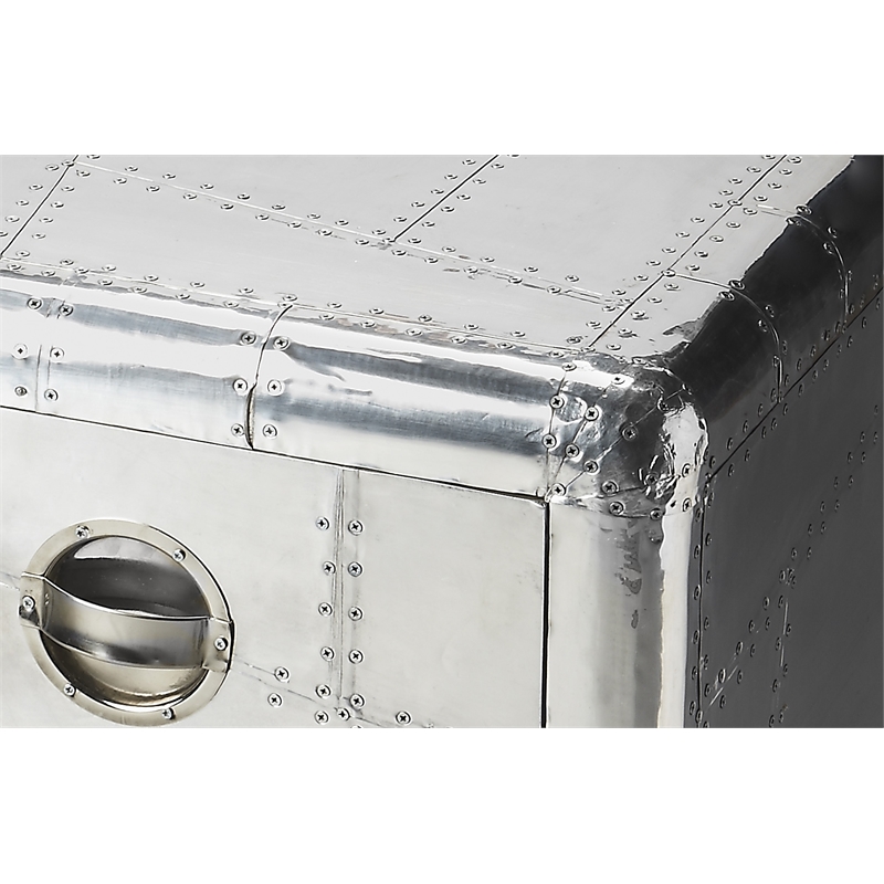 Pemberly Row Set of 2 Chic Midway Aviator Side Tables In Silver