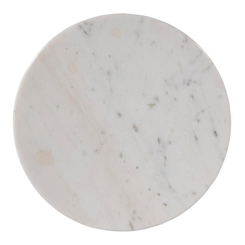 Pemberly Row Set of 2 Marble and Wood Side Tables in White/Light Beige