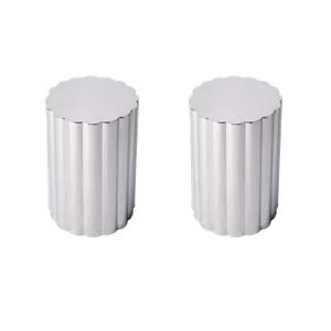 Pemberly Row Set of 2 Contemporary Side Tables in Polished Silver