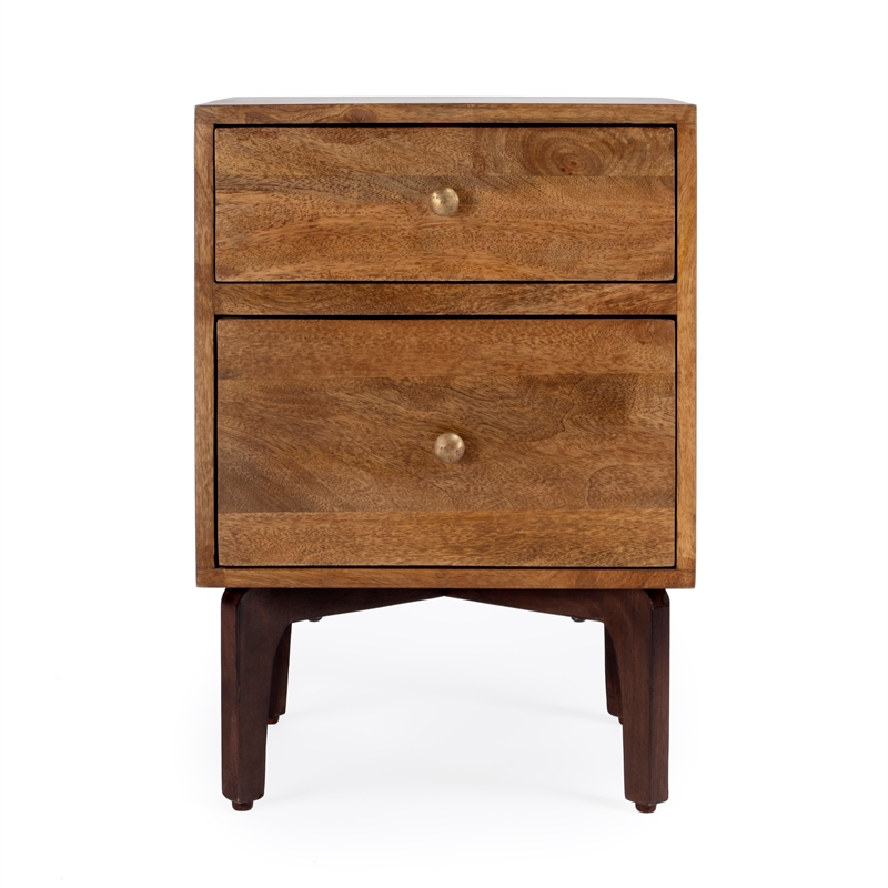 Pemberly Row Set of 2 Contemporary End Tables In Light Brown