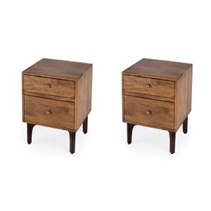 Pemberly Row Set of 2 Contemporary End Tables In Light Brown