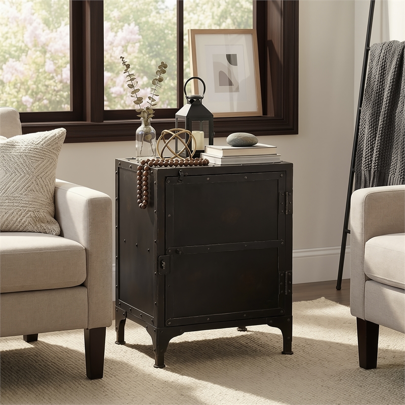 Pemberly Row Set of 2 Industrial Chic Owen Side Chest In Industrial