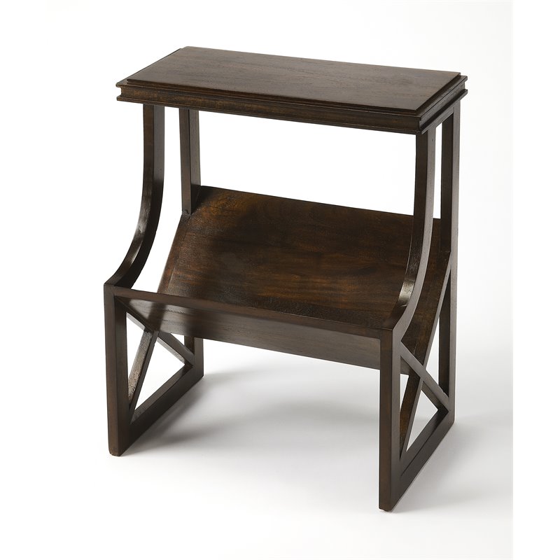 Pemberly Row Set of 2 Contemporary Wood Book Tables In Dark Brown