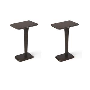 Pemberly Row Set of 2 Contemporary Pedestal Tables In Cocoa Brown