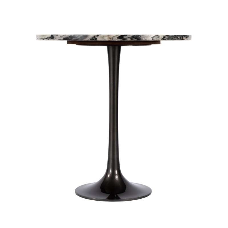 Pemberly Row Set of 2 Round Marble Accent Tables in Metal & Marble