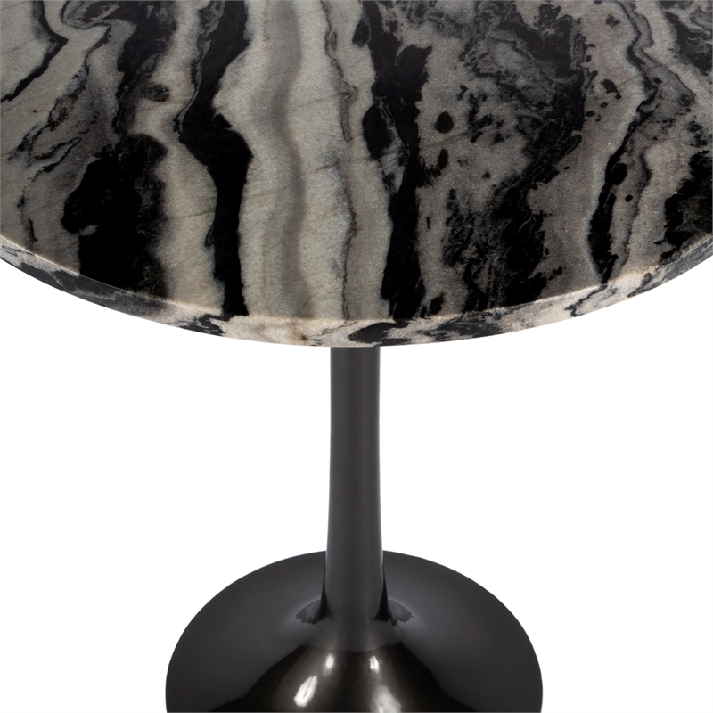 Pemberly Row Set of 2 Round Marble Accent Tables in Metal & Marble