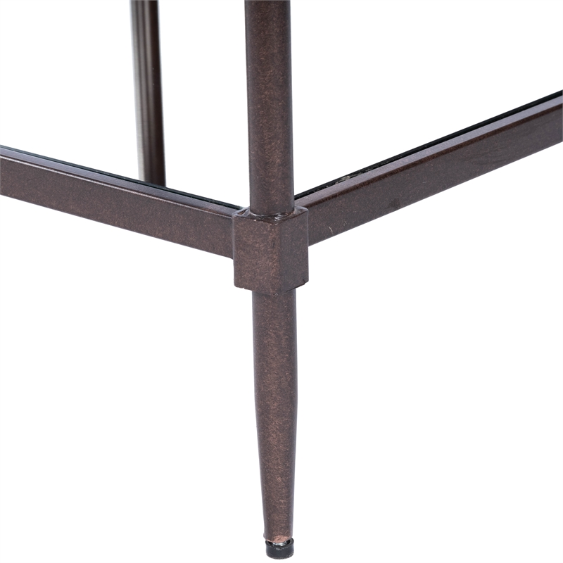 Pemberly Row Set of 2 Tiered Mirrored Side Tables In Light Bronze