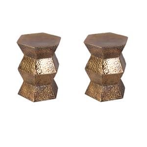 Pemberly Row Set of 2 16&quotW Stainless Steel End Tables in Copper