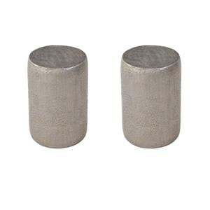 Pemberly Row Set of 2 12&quotW Round Stainless Steel End Tables in Gold