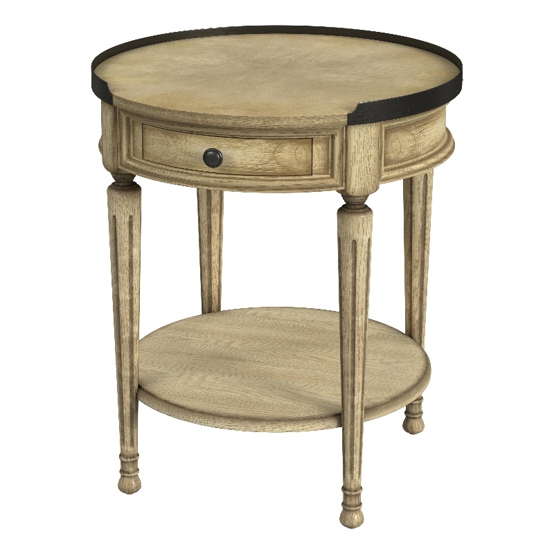 Pemberly Row Set of 2 Side Tables With Storage in Antique Beige