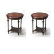 Pemberly Row Set of 2 Contemporary Wood Round End Tables in Brown