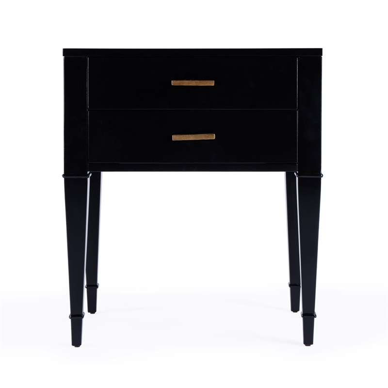 Pemberly Row Set of 2 Contemporary 2-Drawer End Tables in Black Licorice