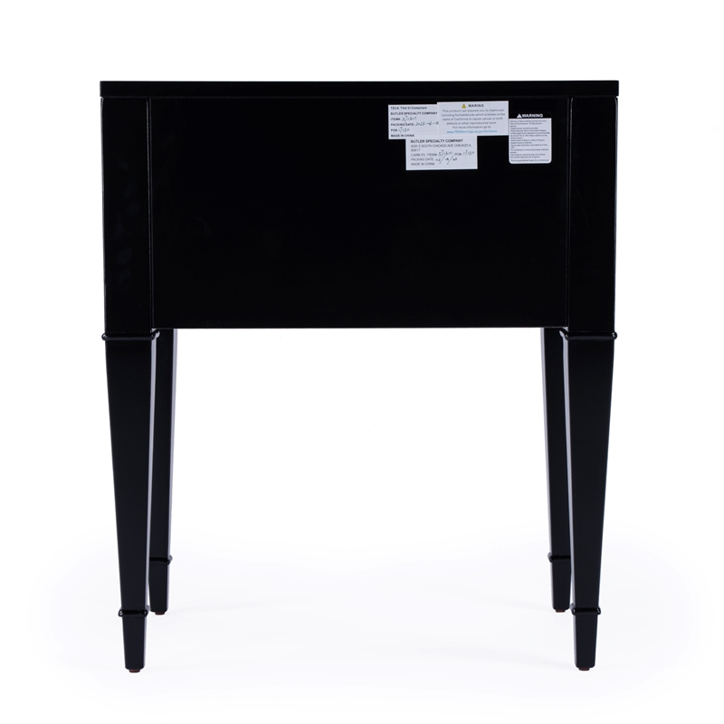Pemberly Row Set of 2 Contemporary 2-Drawer End Tables in Black Licorice