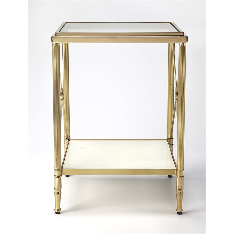 Pemberly Row Set of 2 Modern / Contemporary End Tables In Gold