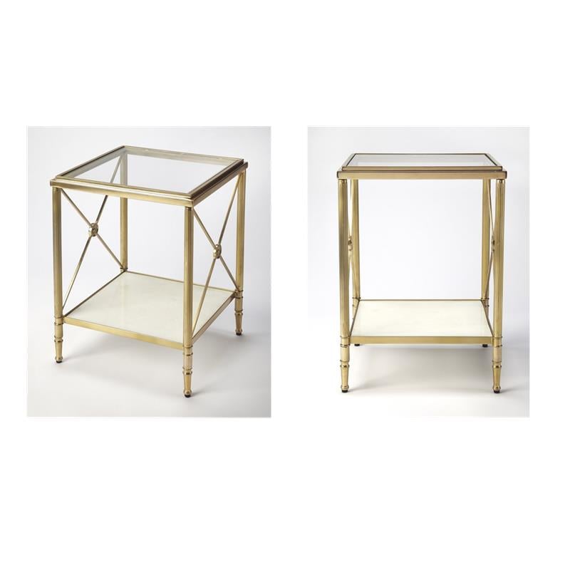Pemberly Row Set of 2 Modern / Contemporary End Tables In Gold