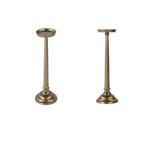 Pemberly Row Set of 2 7&quotW Round Metal Pedestal End Tables in Gold