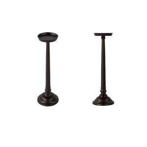 Pemberly Row Set of 2 7&quotW Round Metal Pedestal End Tables in Bronze