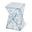 Pemberly Row Set of 2 Contemporary White And Blue Bone Inlay End Tables