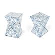 Pemberly Row Set of 2 Contemporary White And Blue Bone Inlay End Tables