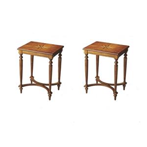 Pemberly Row Set of 2 Contemporary End Tables In Medium Brown