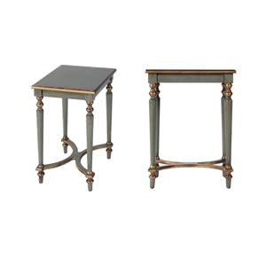 Pemberly Row Set of 2 18&quotW Rectangular Wood Side Tables in Green