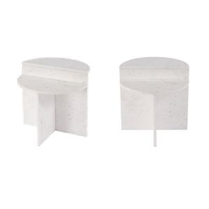 Pemberly Row Set of 2 19.5&quotW Round Marble Accent Tables in White