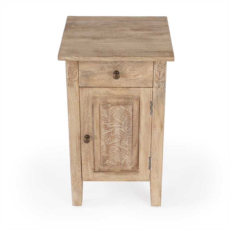 Pemberly Row Set of 2 Contemporary Solid Wood End Tables in Natural