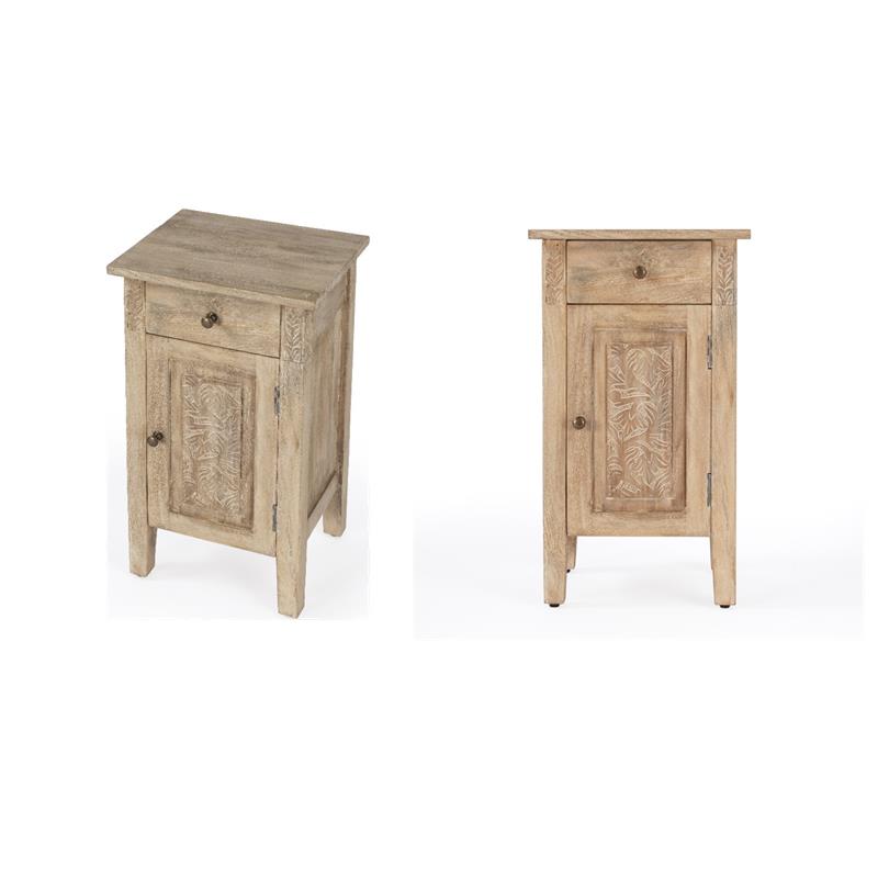 Pemberly Row Set of 2 Contemporary Solid Wood End Tables in Natural