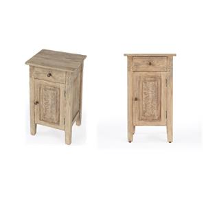 Pemberly Row Set of 2 Contemporary Solid Wood End Tables in Natural