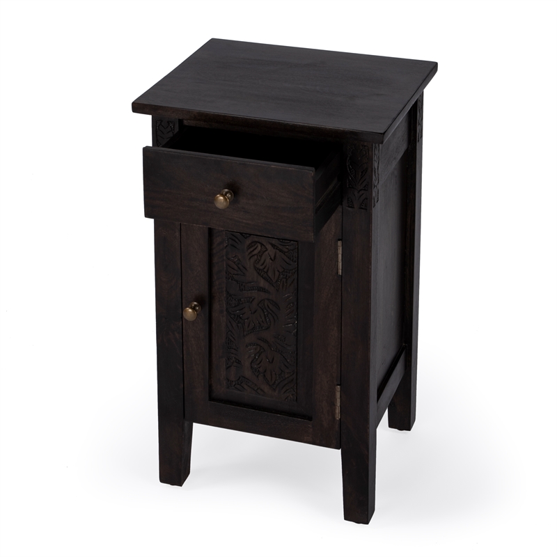 Pemberly Row Set of 2 Solid Wood Accent Tables in Dark Brown