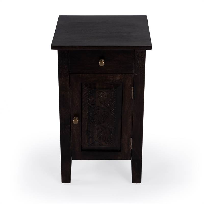 Pemberly Row Set of 2 Solid Wood Accent Tables in Dark Brown