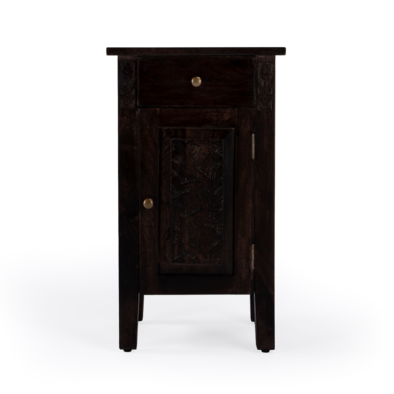 Pemberly Row Set of 2 Solid Wood Accent Tables in Dark Brown