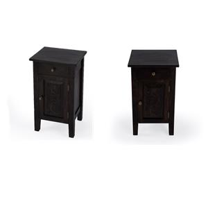 Pemberly Row Set of 2 Solid Wood Accent Tables in Dark Brown