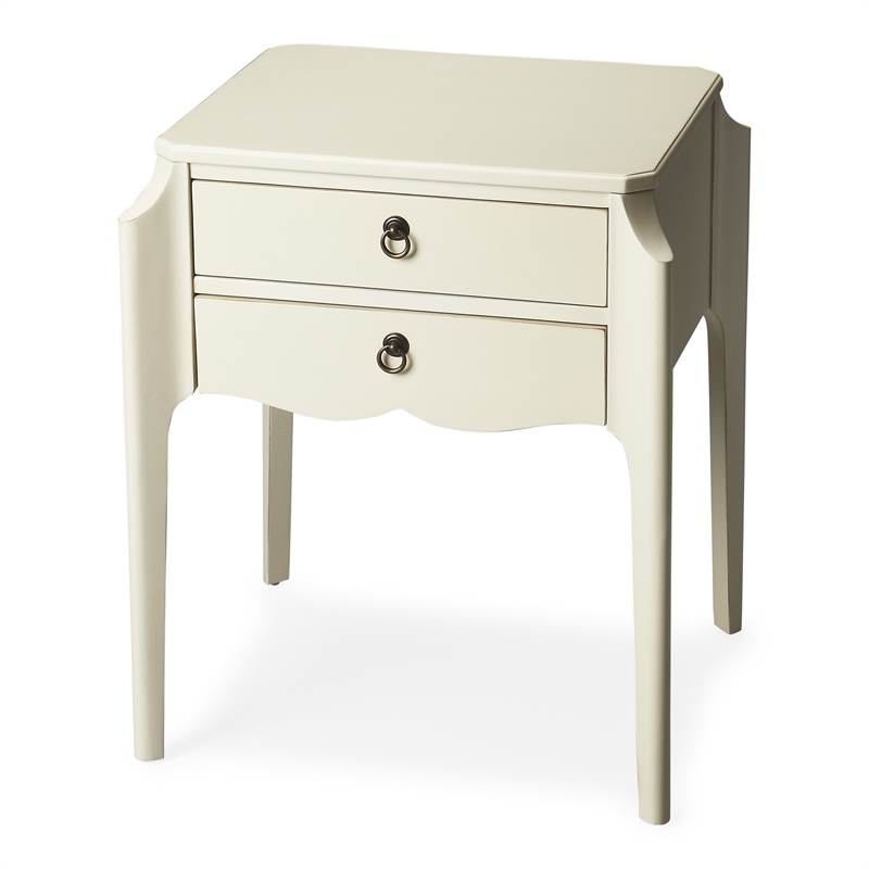 Pemberly Row Set of 2 Contemporary Wood End Tables in Glossy White