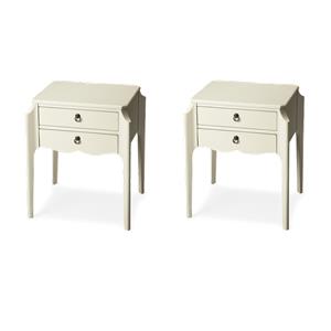 Pemberly Row Set of 2 Contemporary Wood End Tables in Glossy White