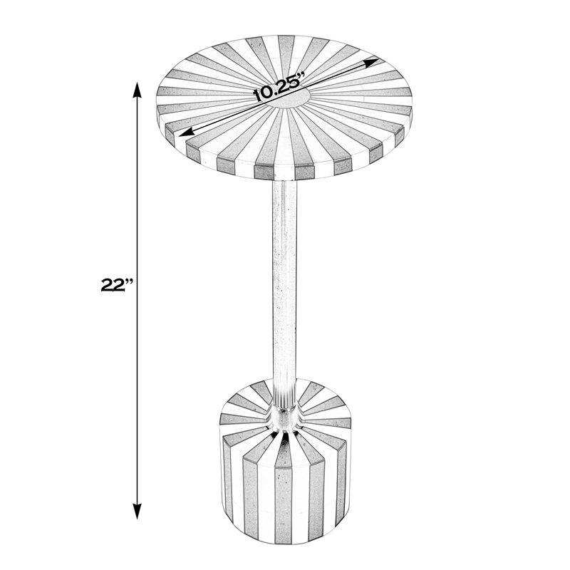 Pemberly Row Set of 2 Brass And Bone Inlay Round Side Tables in Black White